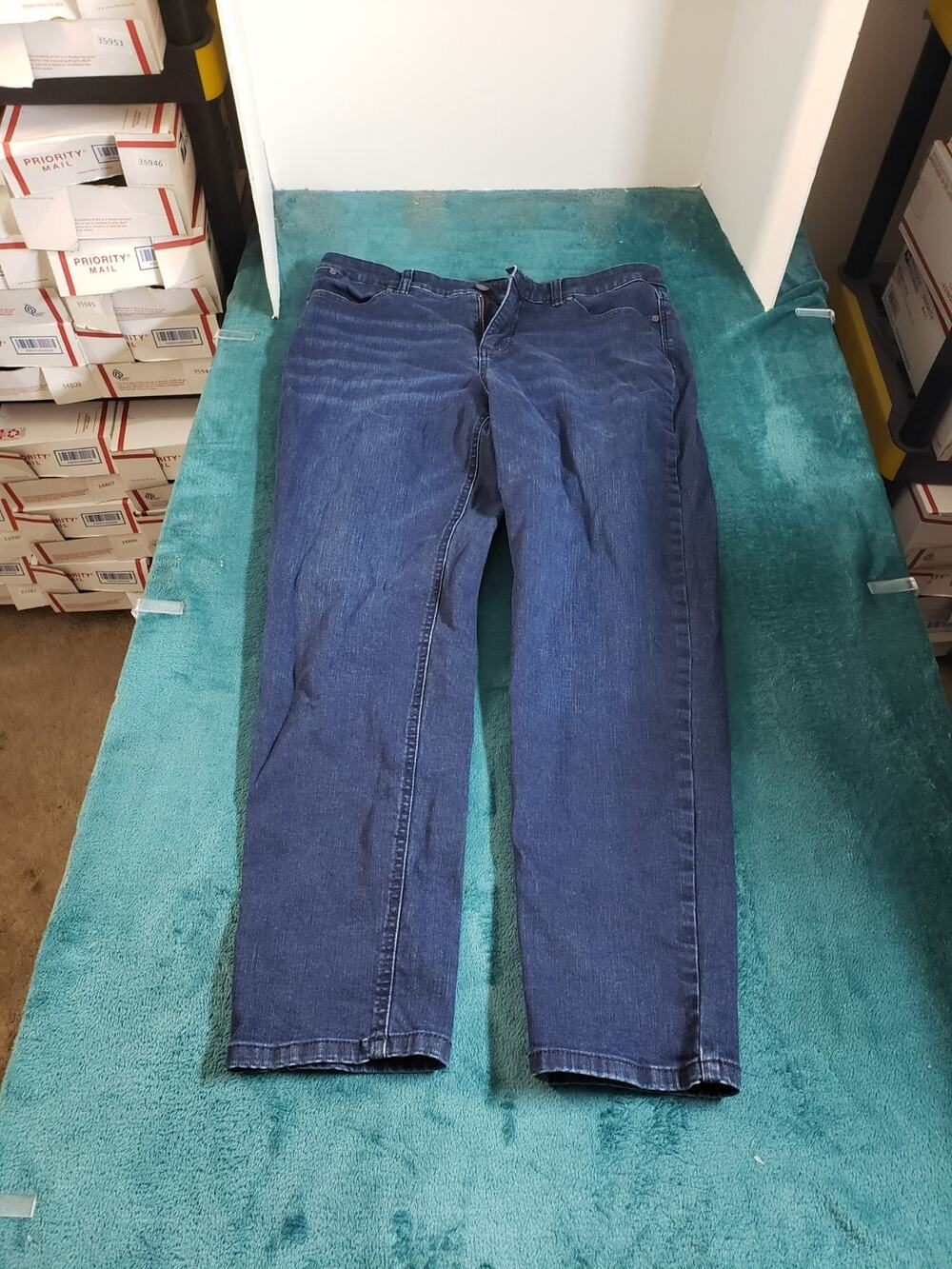 Talbots Jeans Size 12 Womens Blue Stretch Pants Mid Rise Girlfriend Ankle